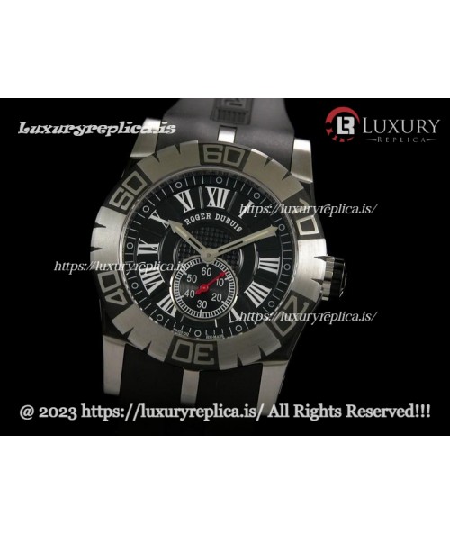 ROGER DUBUIS EASY DIVER SWISS AUTOMATIC BLACK DIAL - ROMAN MARKERS - RUBBER STRAP