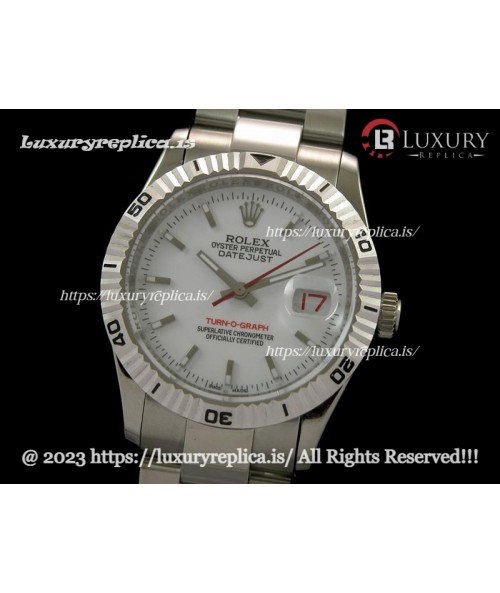 ROLEX TURN-O-GRAPH SWISS AUTOMATIC OYSTER BRACELET - WHITE DIAL - STICK MARKERS