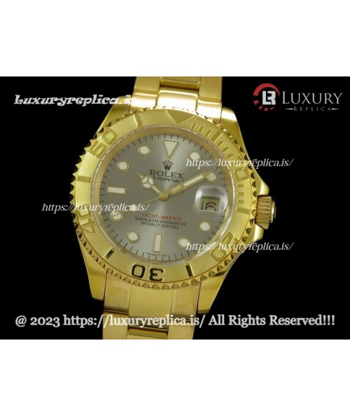 ROLEX YACHT-MASTER YELLOW GOLD 3135 MOVEMENT - GREY DIAL
