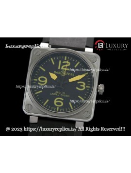 BELL & ROSS BR 01-92 YELLOW 46MM SWISS AUTOMATIC BLACK RUBBER STRAP