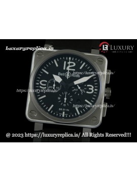 BELL & ROSS BR 01-94 CHRONOGRAPH 46MM SWISS AUTOMATIC BLACK DIAL