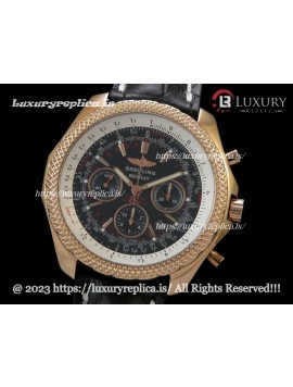 BREITLING BENTLEY 30S SWISS CHRONOGRAPH ROSE GOLD - BLACK DIAL - BLACK LEATHER STRAP