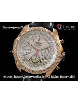 BREITLING BENTLEY 30S SWISS CHRONOGRAPH ROSE GOLD - WHITE DIAL - BLACK LEATHER STRAP