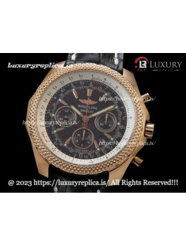 BREITLING BENTLEY 30S SWISS CHRONOGRAPH ROSE GOLD - BROWN DIAL - BLACK LEATHER STRAP