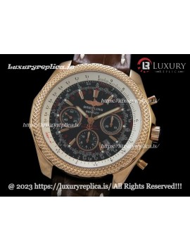 BREITLING BENTLEY 30S SWISS CHRONOGRAPH ROSE GOLD - BLACK DIAL - BROWN LEATHER STRAP