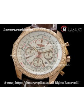 BREITLING BENTLEY 30S SWISS CHRONOGRAPH ROSE GOLD - WHITE DIAL - BROWN LEATHER STRAP