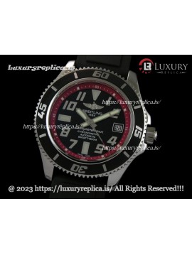 BREITLING SUPEROCEAN II ABYSS SWISS AUTOMATIC RED INNER BEZEL - RUBBER STRAP