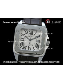 CARTIER SANTOS 100TH ANNIVERSARY LADIES WATCHES SWISS AUTOMATIC - BLACK LEATHER STRAP