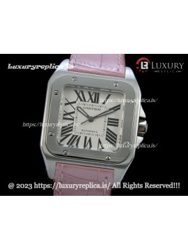 CARTIER SANTOS 100TH ANNIVERSARY LADIES WATCHES SWISS AUTOMATIC - PINK LEATHER STRAP