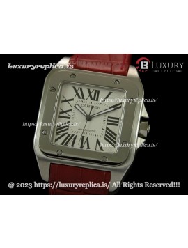 CARTIER SANTOS 100TH ANNIVERSARY SWISS AUTOMATIC - RED LEATHER STRAP