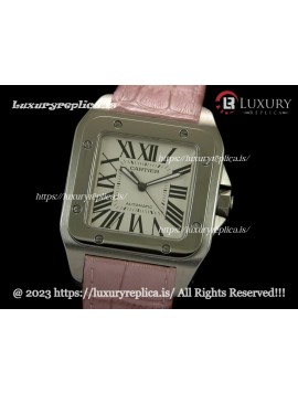 CARTIER SANTOS 100TH ANNIVERSARY SWISS AUTOMATIC - PINK LEATHER STRAP