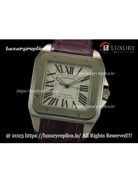 CARTIER SANTOS 100TH ANNIVERSARY SWISS AUTOMATIC - PURPLE LEATHER STRAP