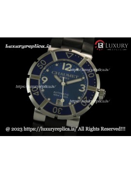 CHAUMET CLASS ONE LADIES 38MM SWISS AUTOMATIC BLUE DIAL - BLACK RUBBER STRAP