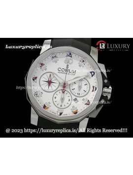 CORUM ADMIRAL'S CUP CHALLENGE SWISS CHRONOGRAPH - WHITE DIAL - RUBBER STRAP
