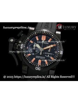 GRAHAM OVERSIZE DIVER CHRONOFIGHTER SWISS CHRONOGRAPH PVD BLACK DIAL - RUBBER STRAP