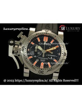 GRAHAM OVERSIZE DIVER CHRONOFIGHTER DATE SWISS CHRONOGRAPH BLACK DIAL - RUBBER STRAP