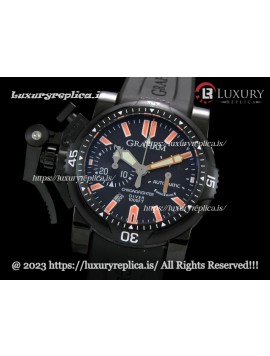 GRAHAM OVERSIZE DIVER CHRONOFIGHTER DATE SWISS CHRONOGRAPH PVD BLACK DIAL - RUBBER STRAP