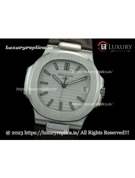 PATEK PHILIPPE NAUTILUS 40MM SWISS AUTOMATIC WHITE DIAL - BROWN LEATHER STRAP