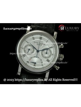 PATEK PHILIPPE CLASSIC SWISS POWER RESERVE WHITE DIAL - BLACK LEATHER STRAP