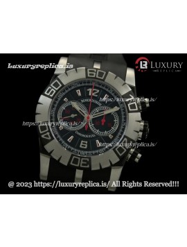ROGER DUBUIS EASY DIVER CHRONOEXCEL BLACK DIAL - RED SECOND HANDS - RUBBER STRAP