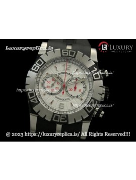 ROGER DUBUIS EASY DIVER CHRONOEXCEL WHITE DIAL - RED SECOND HANDS - RUBBER STRAP