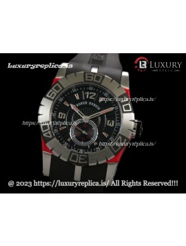 ROGER DUBUIS EASY DIVER SWISS AUTOMATIC RED RUBBER INSERT BLACK DIAL - NUMERAL MARKERS - RUBBER STRAP