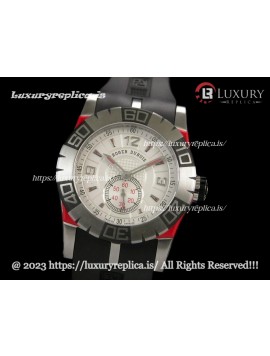ROGER DUBUIS EASY DIVER SWISS AUTOMATIC RED RUBBER INSERT WHITE DIAL - NUMERAL MARKERS - RUBBER STRAP