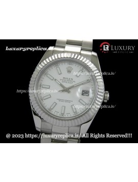 ROLEX DATEJUST II SWISS AUTOMATIC FLUTED BEZEL - OYSTER BRACELET - WHITE DIAL - STICK MARKERS