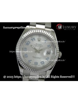 ROLEX DATEJUST II SWISS AUTOMATIC FLUTED BEZEL - OYSTER BRACELET - SILVER DIAL - NUMERAL MARKERS