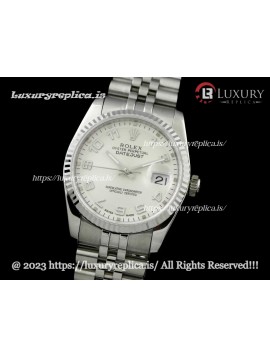ROLEX DATEJUST GENTS SIZE SWISS AUTOMATIC FLUTED BEZEL - JUBILEE BRACELET - WHITE DIAL - NUMERAL MARKERS