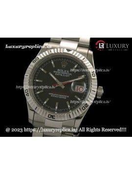 ROLEX TURN-O-GRAPH SWISS AUTOMATIC OYSTER BRACELET - BLACK DIAL - STICK MARKERS