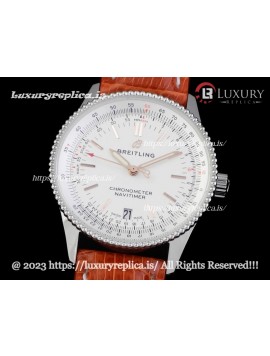 BREITLING NAVITIMER 1 38MM SWISS AUTOMATIC WHITE DIAL LEATHER STRAP