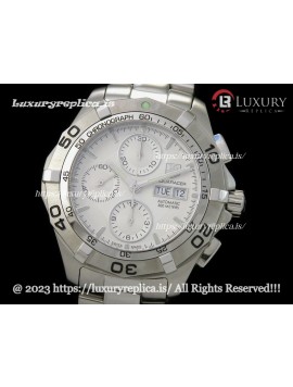 TAG HEUER AQUARACER CALIBRE 16 DAY DATE CHRONOGRAPH SWISS AUTOMATIC - WHITE DIAL - STAINLESS STEEL BRACELET