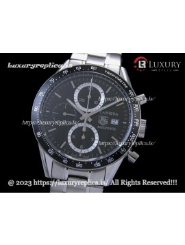 TAG HEUER CARRERA CALIBRE 16 CHRONOGRAPH 41MM SWISS AUTOMATIC BLACK DIAL - STAINLESS STEEL BRACELET