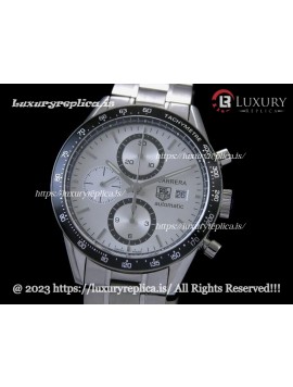 TAG HEUER CARRERA CALIBRE 16 CHRONOGRAPH 41MM SWISS AUTOMATIC WHITE DIAL - STAINLESS STEEL BRACELET