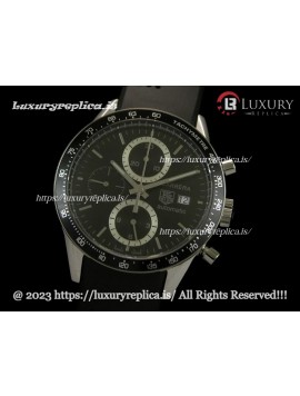 TAG HEUER CARRERA CALIBRE 16 CHRONOGRAPH 41MM SWISS AUTOMATIC BLACK DIAL - RUBBER STRAP