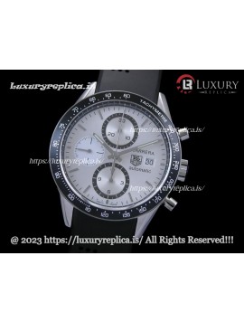 TAG HEUER CARRERA CALIBRE 16 CHRONOGRAPH 41MM SWISS AUTOMATIC WHITE DIAL - RUBBER STRAP