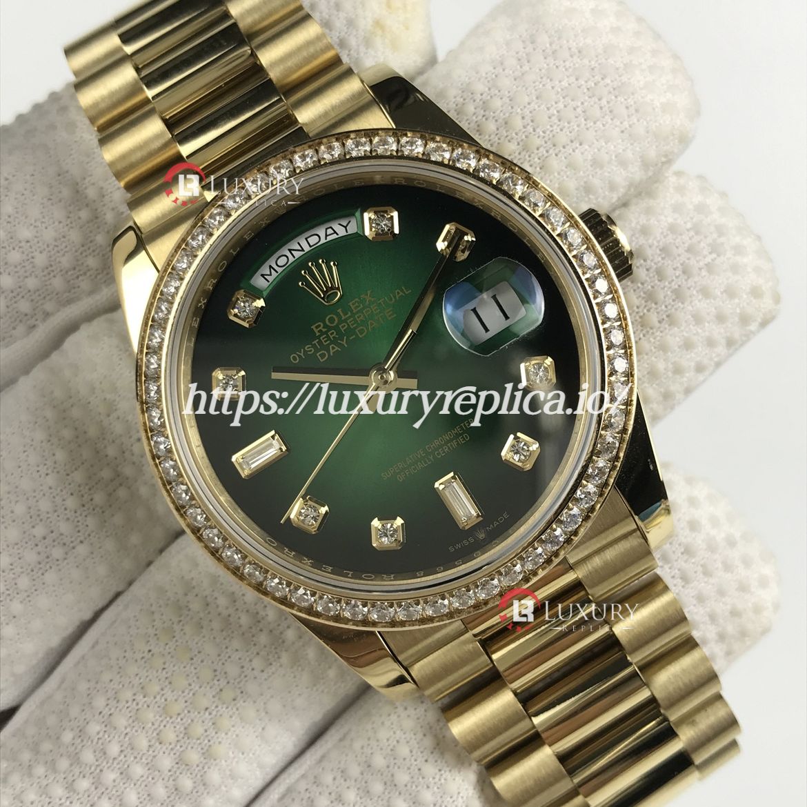 ROLEX DAY-DATE 36MM 128348RBR GREEN OMBR?? DIAL